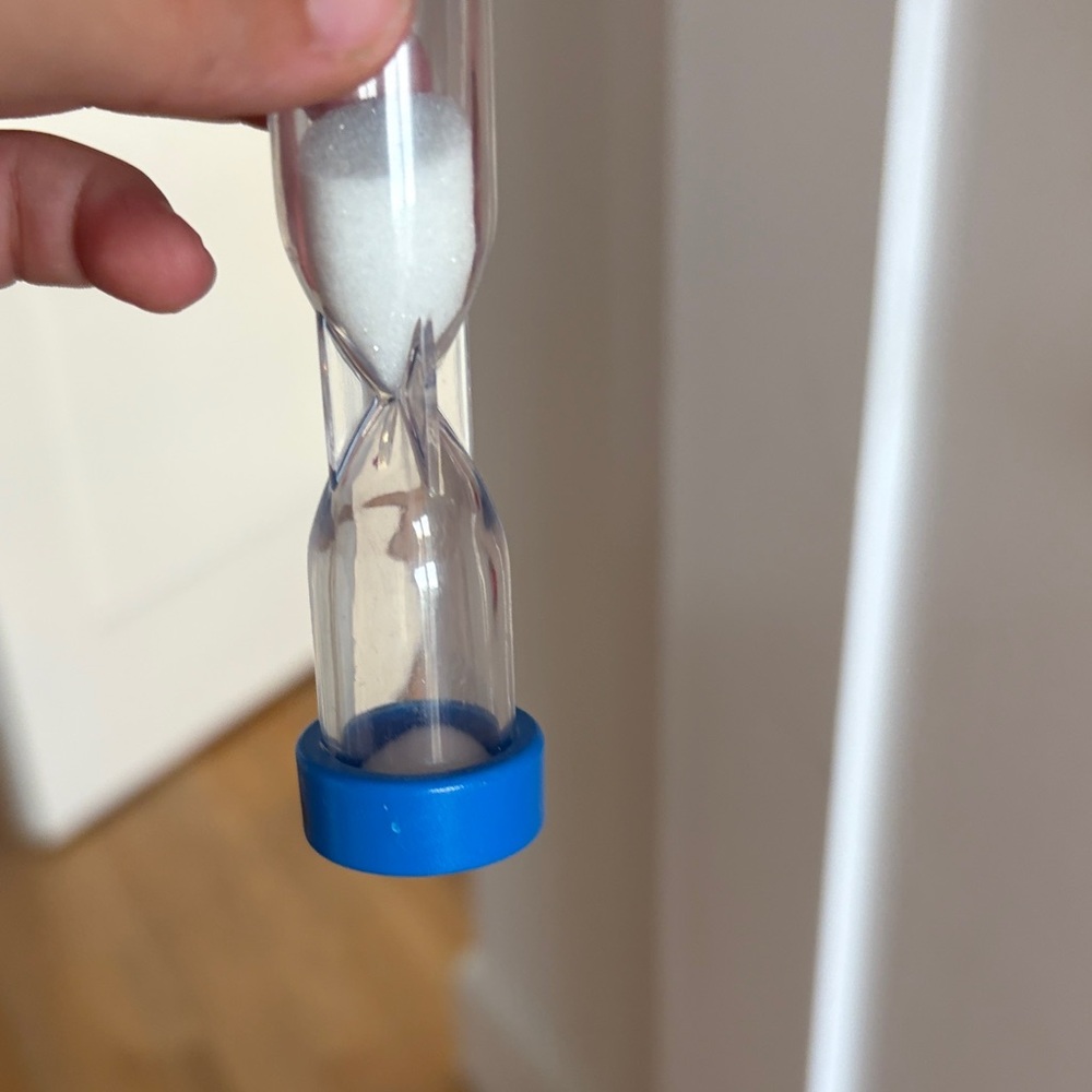 Clear Hourglass Timer with Blue Cap